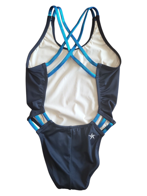 Size 32 Black Hipster with Blue-Green Sparkle Straps
